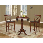42" Round Bar Height Table with 2 Stools | Espresso Butcher Block