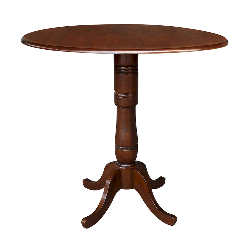 42" Round Bar Height Table with 2 Stools | Espresso Butcher Block