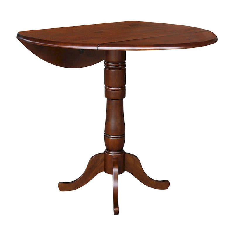 42" Round Bar Height Table with 2 Stools | Espresso Butcher Block
