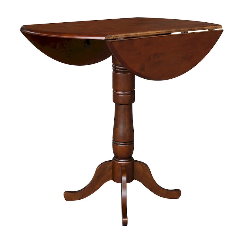 42" Round Bar Height Table with 2 Stools | Espresso Butcher Block