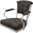 Brown C-Shaped Side Table | MDF & Metal | Compact Sofa End Table