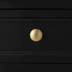 Black Wood Cabinet with 2 Drawers & 2 Rattan Doors | Gold Knobs